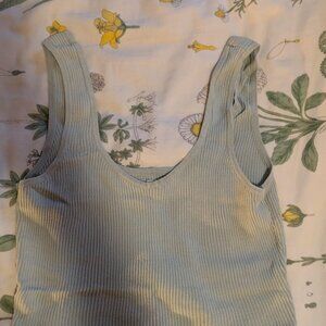 Baby Blue Ribbed Cropped Tank Top
